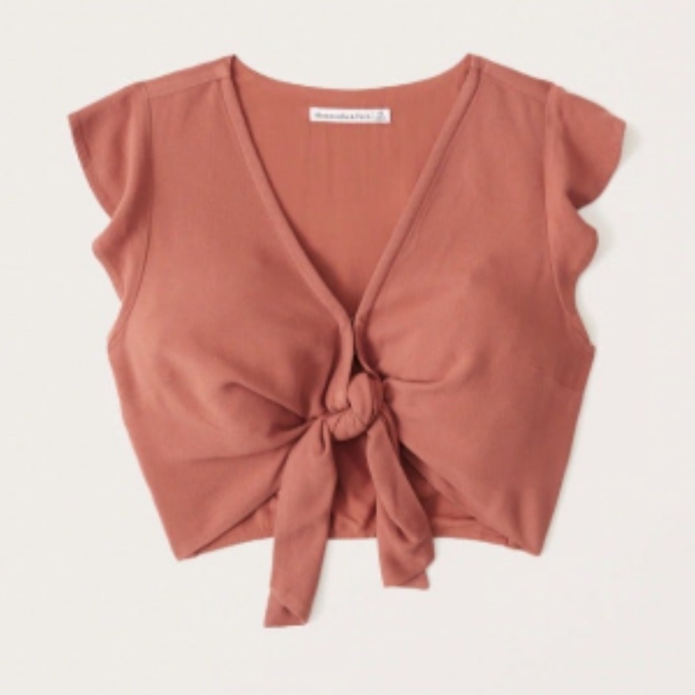A&F Flutter Sleeve Tie-Front Top